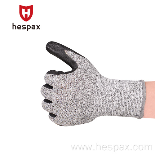 Hespax High Abrasion Work Gloves Anti-cut PU Coated